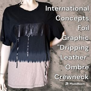 RARE FIND I.N.C NEW Graphic UNIQUE T-Shirt "Dripping Leather" Ombre Unisex Large